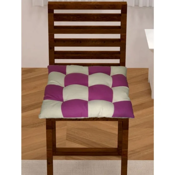 Cotton Blended Solid Chair Cushions (Purple & White, Size:?16x16 In)