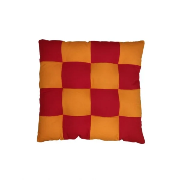 Cotton Blended Solid Chair Cushions (Red & Yellow, Size:?16x16 In) - Image 4