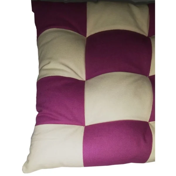 Cotton Blended Solid Chair Cushions (Purple & White, Size:?16x16 In) - Image 2