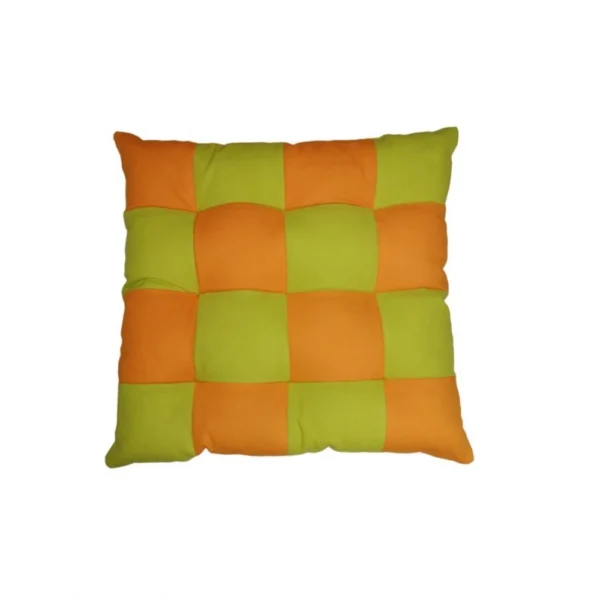 Cotton Blended Solid Chair Cushions (Green & Mustard, Size:?16x16 In) - Image 4