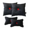 Pack Of_4 Polyester Solid Car Pillow Sets (Black & Red, Size:?12x12 In)