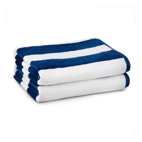 Cotton Solid Bath Towels (Blue & White, Size:?36x71 In)