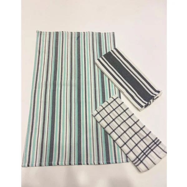 Pack Of_6 Cotton Checkered Kitchen Towel Sets (Grey, Size:?18x28 In) - Image 2
