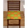 Cotton Blended Solid Chair Cushions (Green & Mustard, Size:?16x16 In)