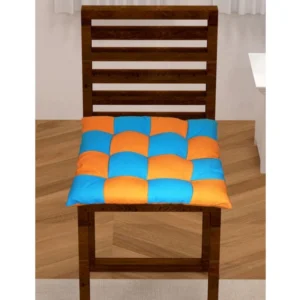 Cotton Blended Solid Chair Cushions (Beige & Orange, Size:?16x16 In)
