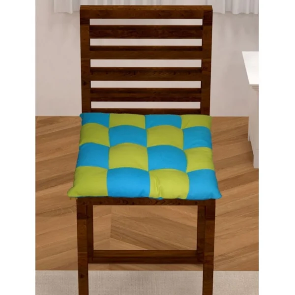 Cotton Blended Solid Chair Cushions (Rama & Green, Size:?16x16 In)
