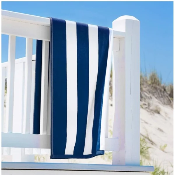Cotton Solid Bath Towels (Blue & White, Size:?36x71 In) - Image 2