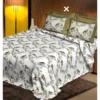 Cotton Printed Queen Size Bedsheet With 2 Pillow Covers (White, 90x100 Inch)