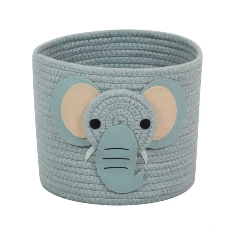 Cotton Elephant Basket 10x8 Inch Pack of 1 (Grey)
