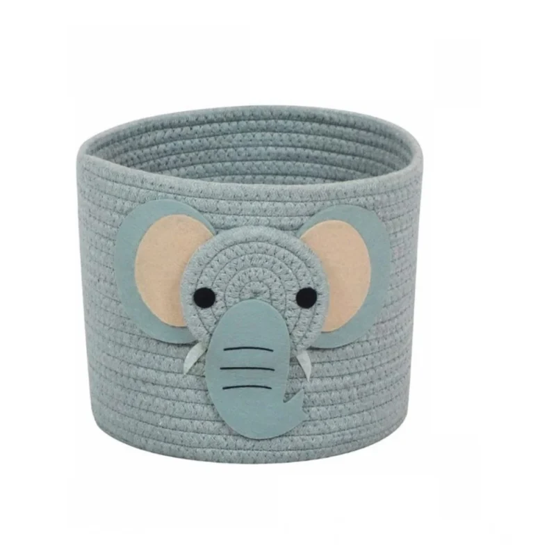 Alternative view of Cotton Elephant Basket 10x8 Inch Pack of 1 (Grey)