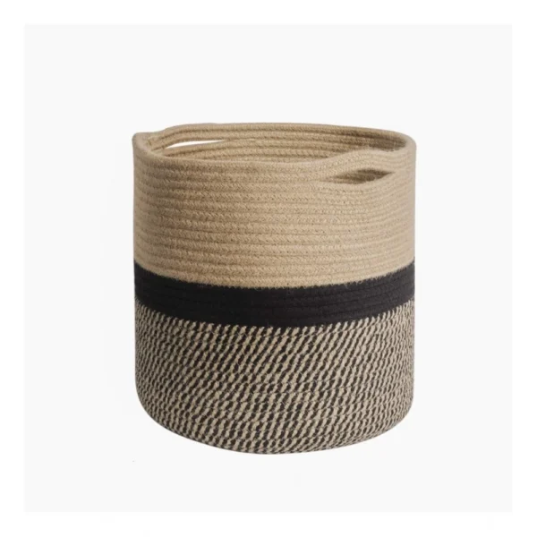 Cotton Large Woven Storage Basket 11x11 Inch Pack of 1 (Beige) - Image 4