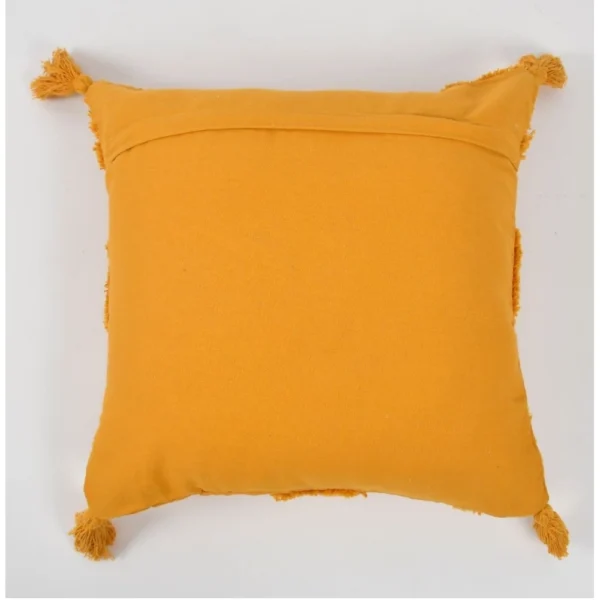 Cotton Tufted Cushion Pillow Cover 16x16 Inch Pack of 2 (Yellow) - Image 2