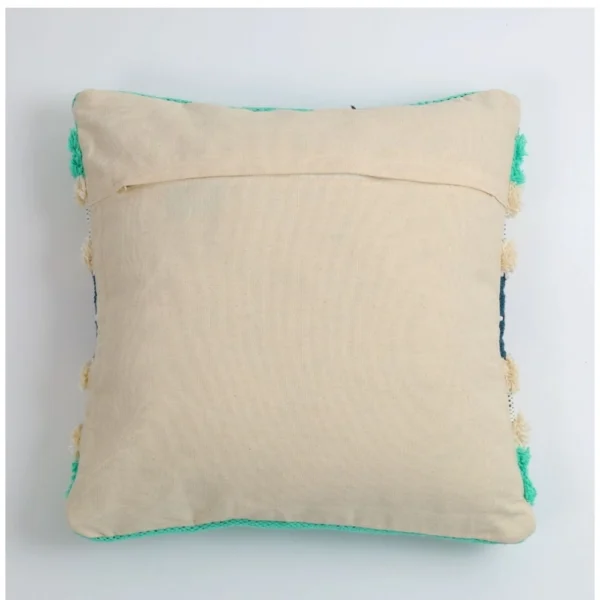 Cotton Striped Handcrafted Pit Loom Cushion Cover 16x16 Inch Pack of 2 (Green Cream) - Image 3