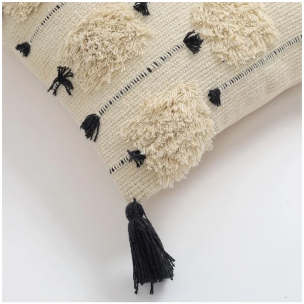 Cotton Handcrafted Pit Loom Cushion Cover 16x16 Inch Pack of 2 (Black) - Image 2