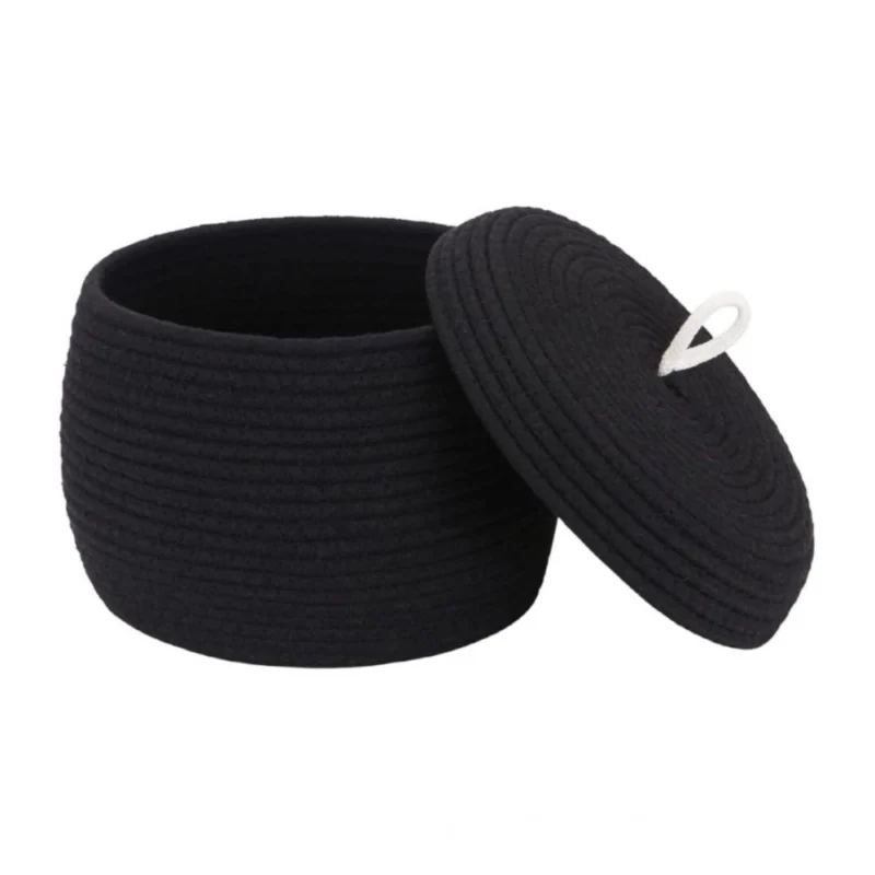 Cotton Bear Shaped Storage Matka Basket With Lid Pack of 1 (Black)