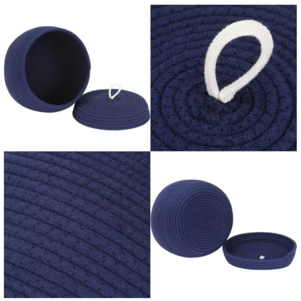 Cotton Bear Shaped Storage Matka Basket With Lid Pack of 1 (Blue) - Image 2