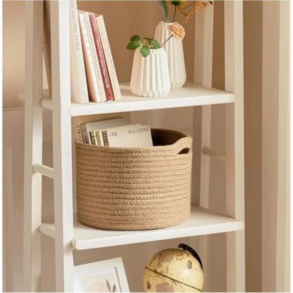 Cotton Storage Rope Woven Baskets 9x7 Inch Pack of 1 (Beige) - Image 3