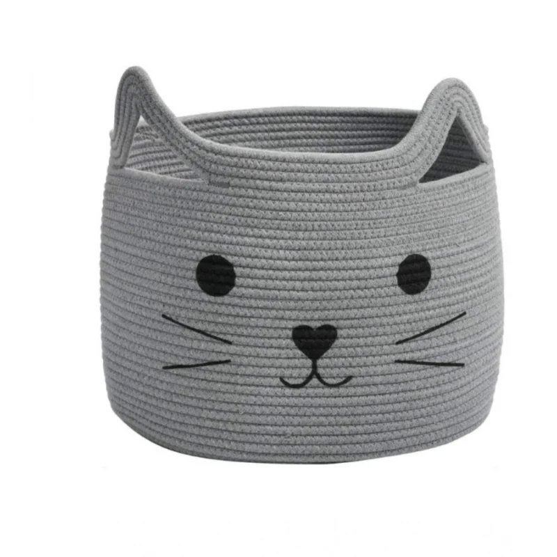 Alternative view of Cotton Large Storage Cat Basket 15x11 Inch Pack of 1 (Grey)