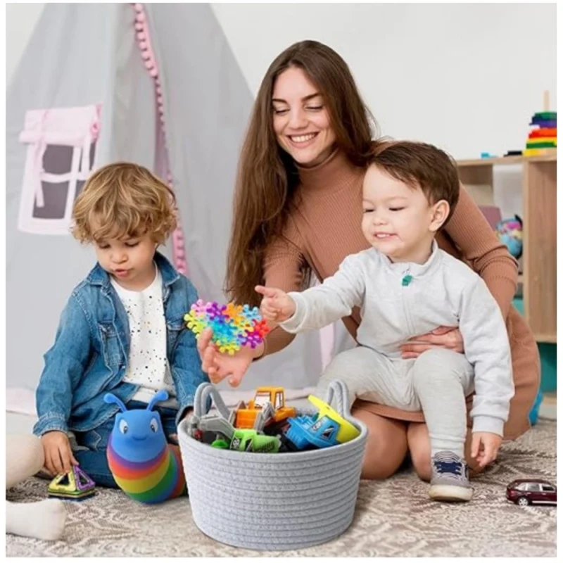 Alternative view of Cotton Plain Cat Basket 9x5 Inch Pack of 1 (Grey)