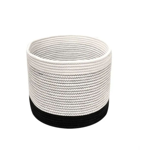 Cotton Large Woven Storage Basket 10x10 Inch Pack of 1 (White) - Image 3
