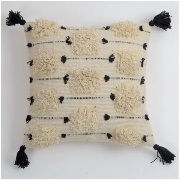 Cotton Handcrafted Pit Loom Cushion Cover 16x16 Inch Pack of 2 (Black) - Image 4