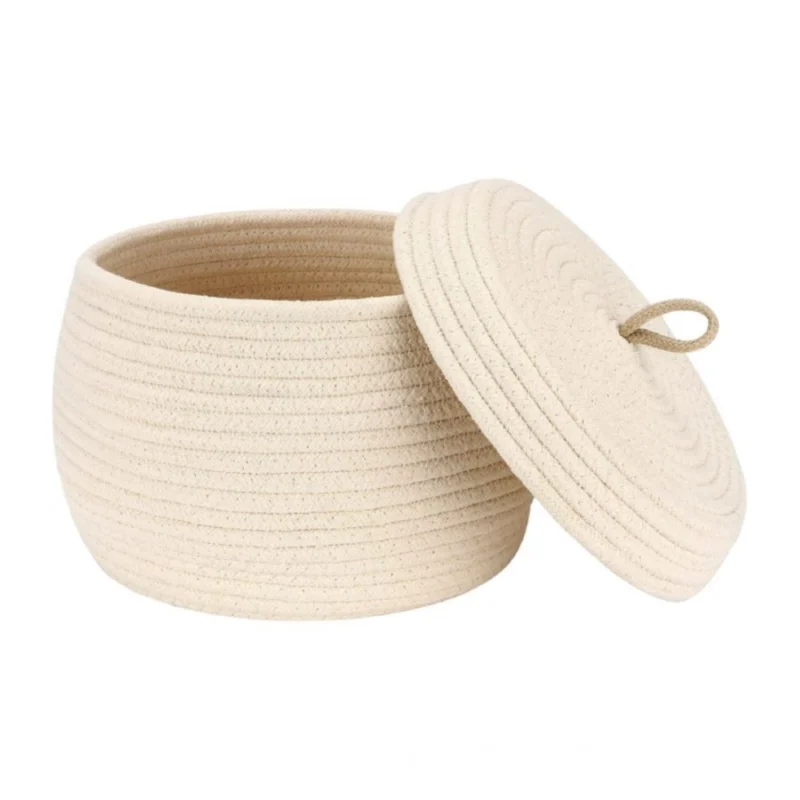 Cotton Bear Shaped Storage Matka Basket With Lid Pack of 1 (Beige)