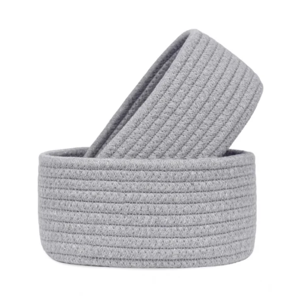 Cotton Storage Rope Woven Baskets Pack of 2 (Grey)