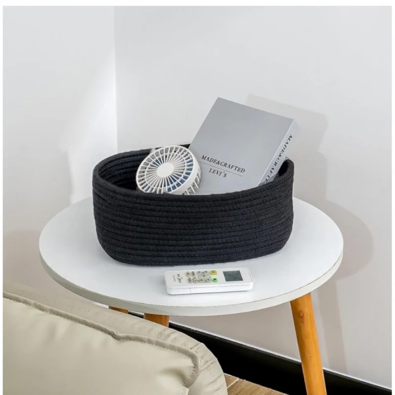 Alternative view of Cotton Oval Storage Rope Woven Baskets Pack of 1 (Black)