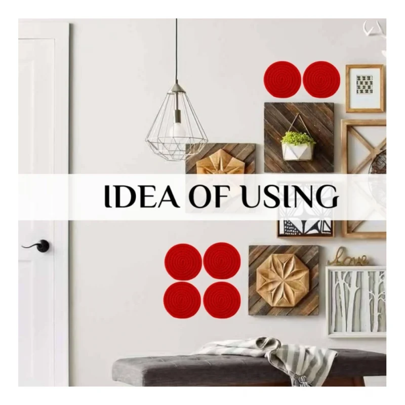 Alternative view of Cotton Rope Drink Coasters 4 Pcs Set (Red)