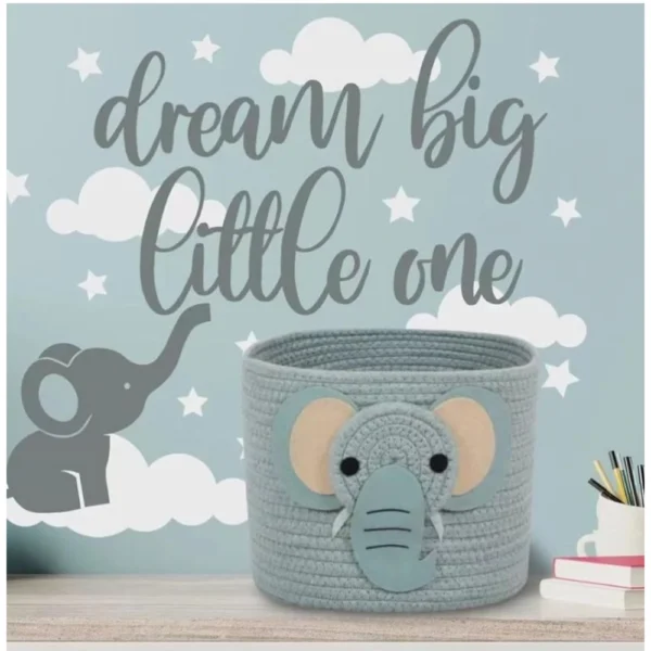 Cotton Elephant Basket 10x8 Inch Pack of 1 (Grey) - Image 3