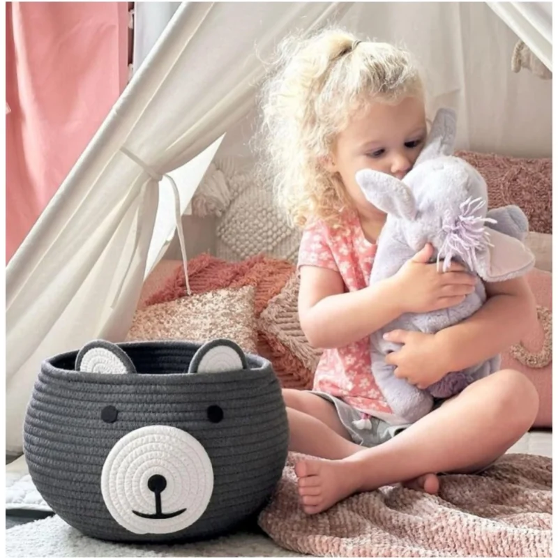 Alternative view of Cotton Bear Shaped Storage Baskets Pack of 1 (Grey)