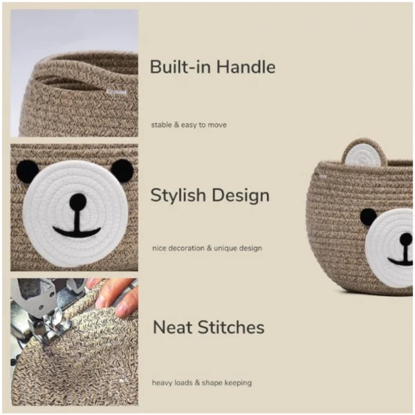 Cotton Bear Shaped Storage Baskets Pack of 1 (Mix) - Image 4