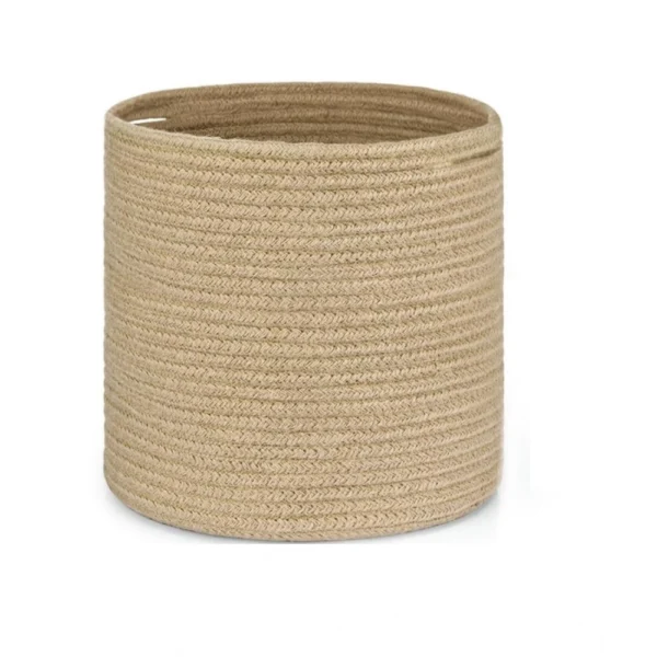 Cotton Large Woven Storage Basket 11x11 Inch Pack of 1 (Beige) - Image 2