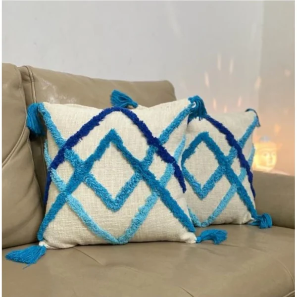 Cotton Tufted Cushion Pillow Cover 16x16 Inch Pack of 2 (Slug Double) - Image 4