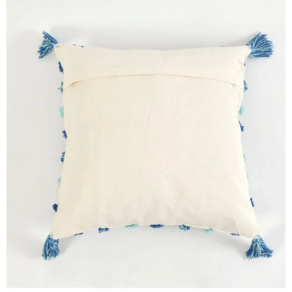 Cotton Tufted Cushion Pillow Cover 16x16 Inch Pack of 2 (Blue) - Image 2