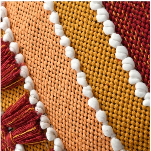 Cotton Handcrafted Pit Loom Cushion Cover 16x16 Inch Pack of 2 (Orange) - Image 3