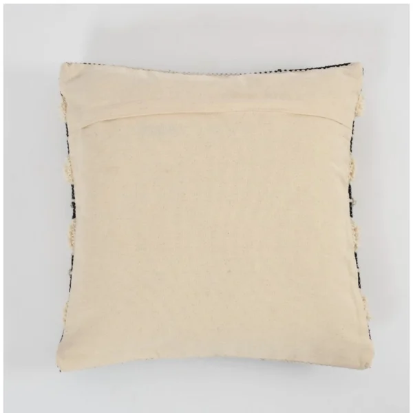 Cotton Striped Handcrafted Pit Loom Cushion Cover 16x16 Inch Pack of 2 (Black Cream) - Image 3