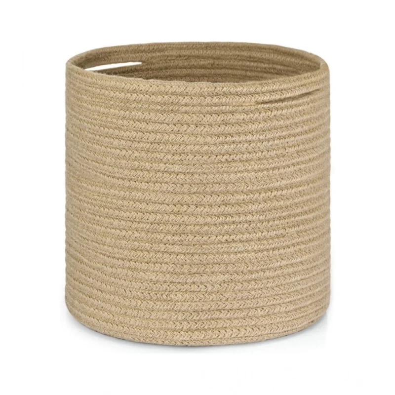 Cotton Large Woven Storage Basket 11x11 Inch Pack of 1 (Beige)