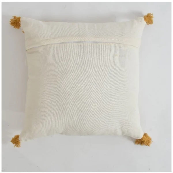 Cotton Flower Tufted Cushion Pillow Cover 16x16 Inch Pack of 2 (Yellow) - Image 2