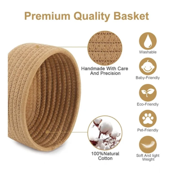 Cotton Storage Rope Woven Baskets Pack of 2 (Beige) - Image 4