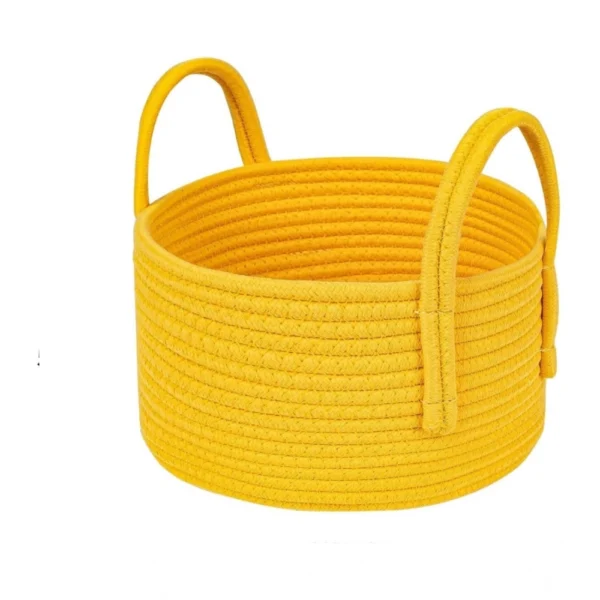 Cotton Round Storage Rope Woven Baskets Pack of 2 (Yellow) - Image 3