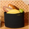 Cotton Round Small Storage Basket 9x7 Inch Pack of 1 (Black)