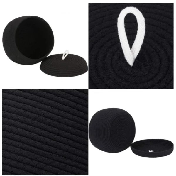 Cotton Bear Shaped Storage Matka Basket With Lid Pack of 1 (Black) - Image 2