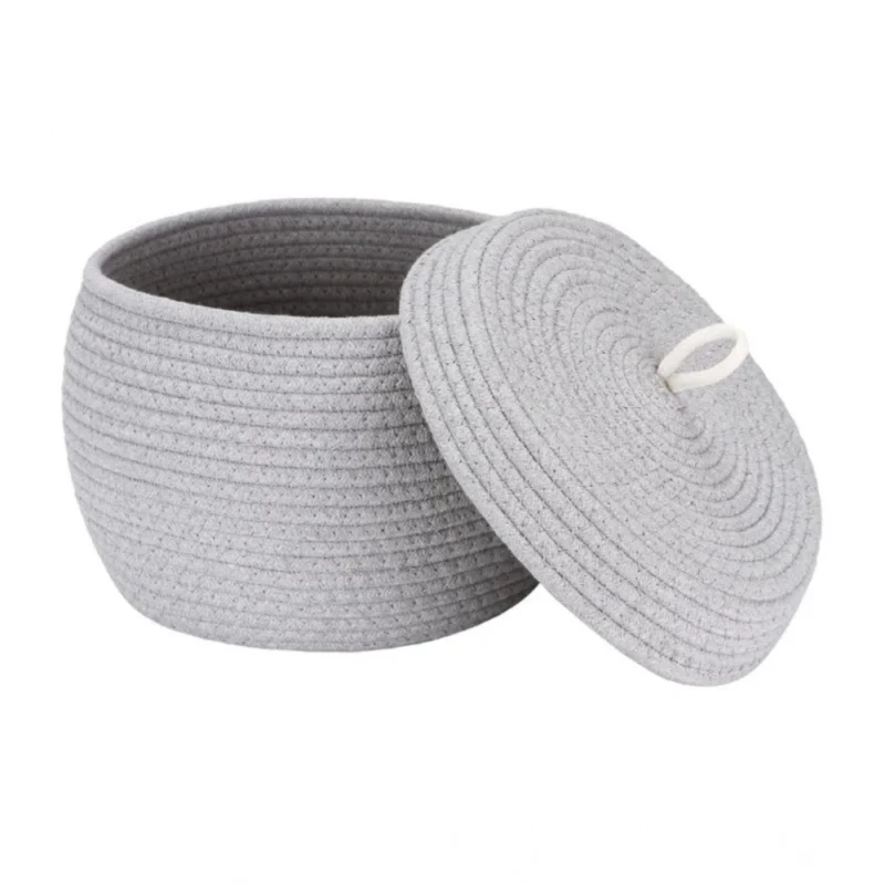 Cotton Bear Shaped Storage Matka Basket With Lid Pack of 1 (Grey)