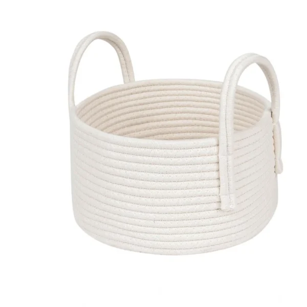Cotton Round Storage Rope Woven Baskets Pack of 2 (White) - Image 3