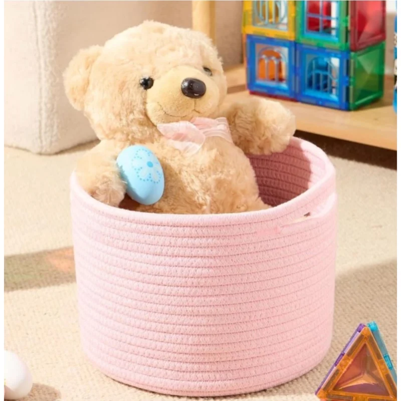 Alternative view of Cotton Round Small Storage Basket 9x7 Inch Pack of 1 (Baby Pink)