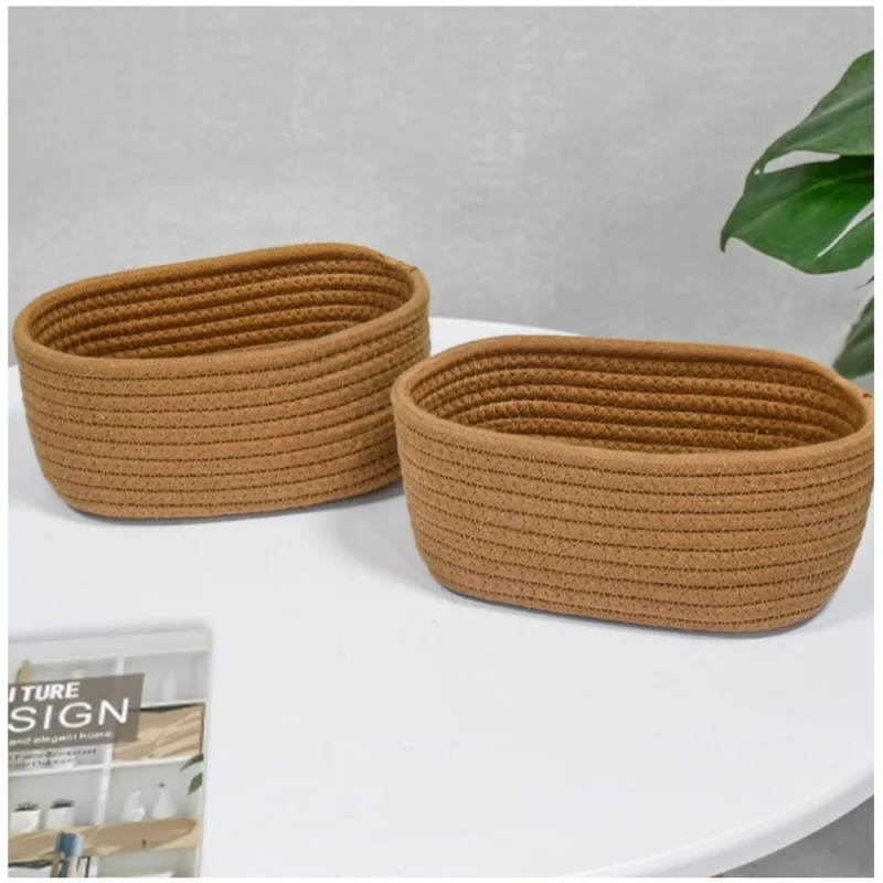 Alternative view of Cotton Storage Rope Woven Baskets Pack of 2 (Beige)