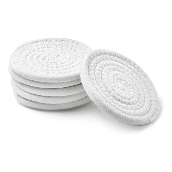 Cotton Rope Drink Coasters 6 Pcs Set (White) - Image 2
