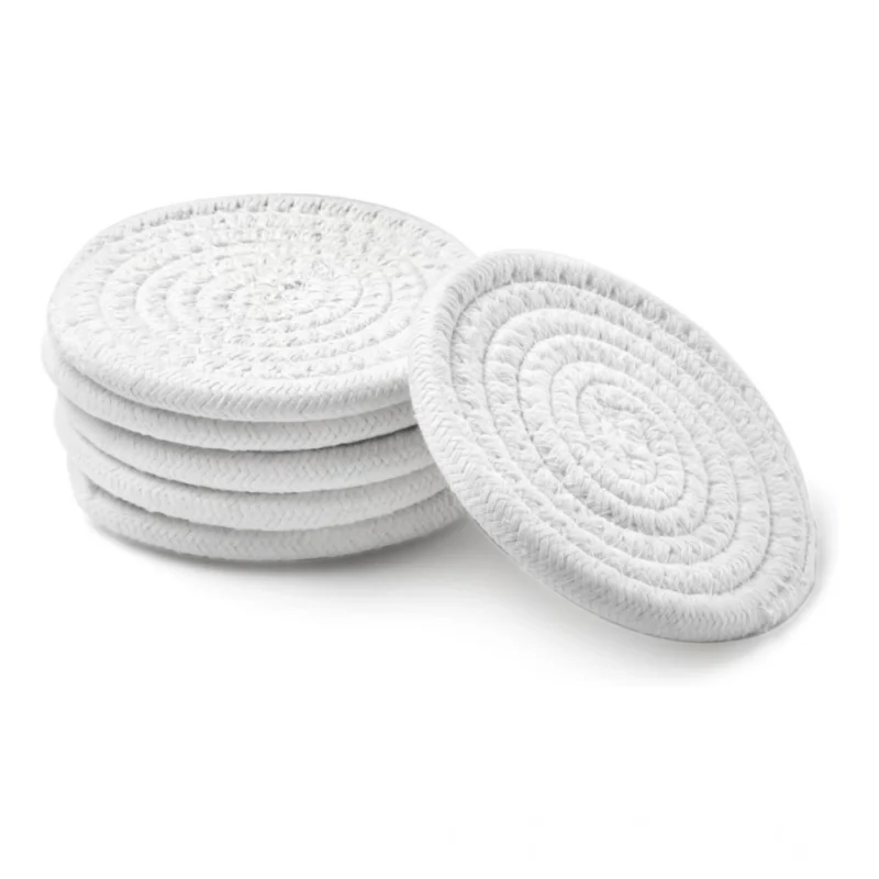 Alternative view of Cotton Rope Drink Coasters 6 Pcs Set (White)
