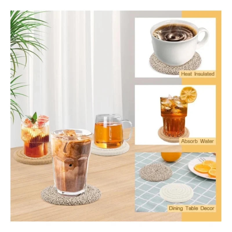Alternative view of Cotton Rope Drink Coasters 6 Pcs Set (Mix)